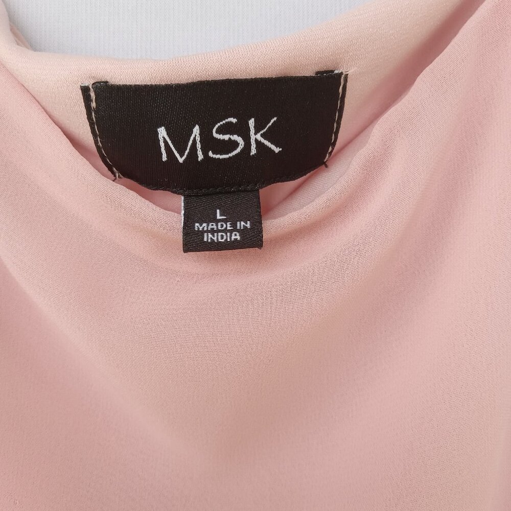 MSK Women's Blush/Pink Embellished Trim Sheer Overlay Formal Party Dress Size L - Picture 6 of 7